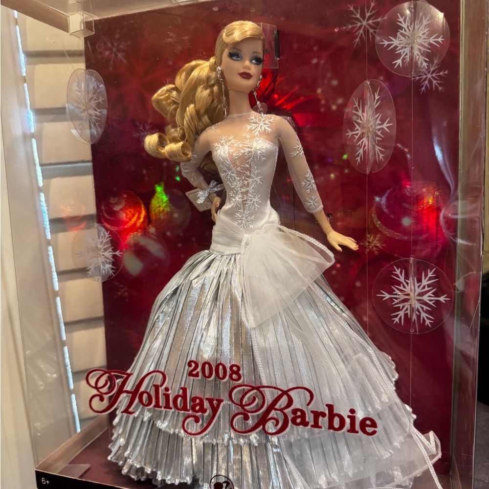 Barbie Holiday Doll 2008 in a Christmas rooted lashes‎  in Silver and White Gown